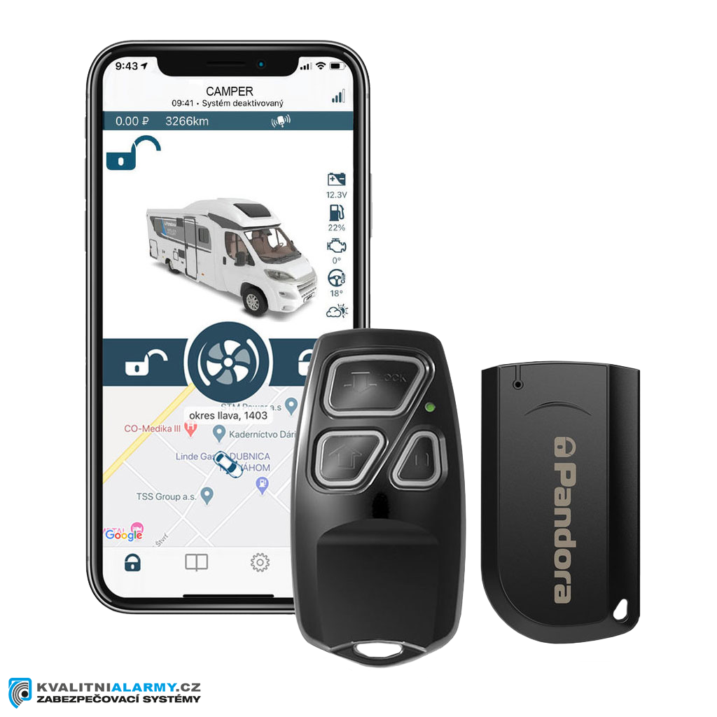 Pandora CAMPER GSM alarm pro malé obytné vozy pro karavany s online mobilní apli