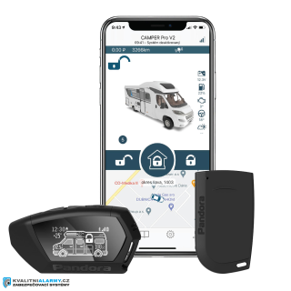 Pandora CAMPER PRO GSM alarm pro karavany s online mobilní aplikací a OLED displ